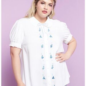 Disney Alice In Wonderland Embroidered Girls Button-Up Top Plus Size